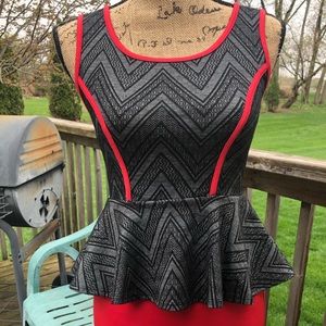 red grey black peplum dress